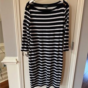 Ralph Lauren Black and White Stripe Dress